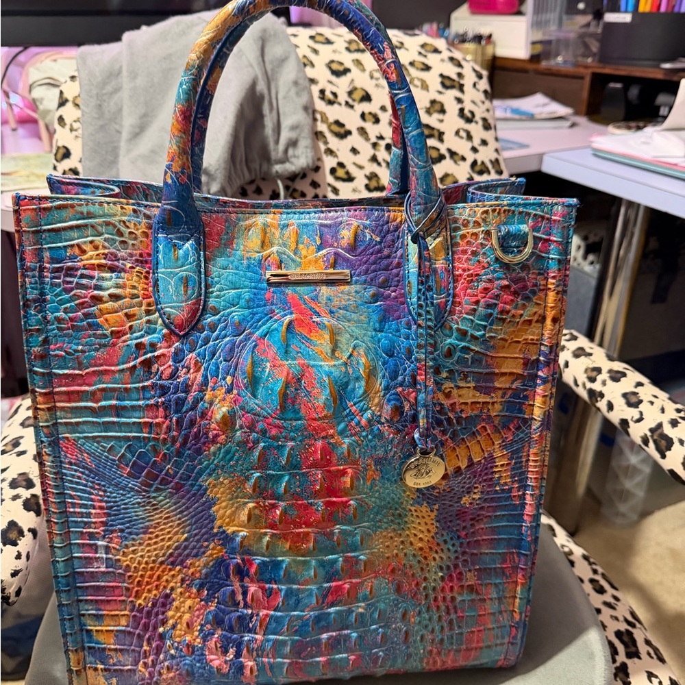 Brahmin Colorful Croc-Embossed Tote Bag (Monique) Dust Bag and Authenticity